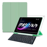 Capa Teclado Para Tablet iPad 9 Comp Pencil Pelicula Cor Verde-claro