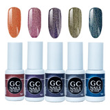 Gel Fotosensible Para Uñas Gc Nails Flash Galaxy, 5pzs Color Galaxy 01-05