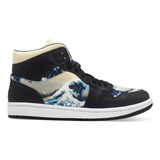 Tenis Negro La Gran Ola De Hokusai Arte Japón Bota Hi Top