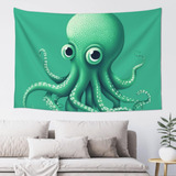 Adanti Green Octopus Print Tapestry Decorative Wall Soft Wi.