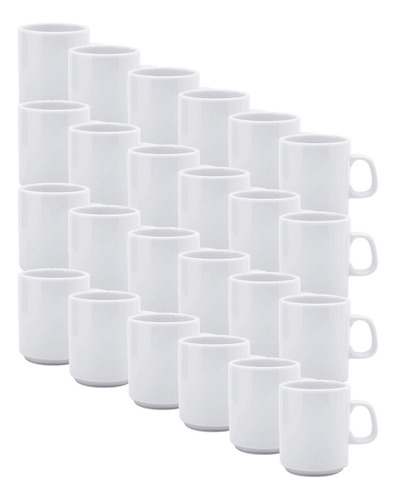 Taza Jarro Café N°1 Porcelana Blanca Verbano Línea Recta X24