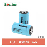 Bateria Cr2 Soshine 3,0v  - Recarregável 300 Mah 2 Pçs