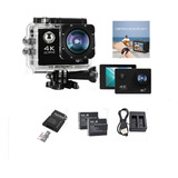 Kit Câmera 4k Full Hd Preta + Memória 64g+ 2 Baterias Extra