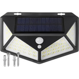 Luminária Parede Solar 100 Leds Bateria Luz Balizador Jardim