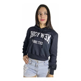 Casaco Cropped Moletom Com Estampa E Capuz Ref. 15620