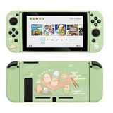 Carcasa Para Nintendo Switch Y Joycons Pajaritos Lindo Verde