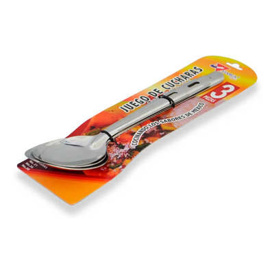 Juego De Cucharas De Servicio 21, 26 Y 30 Vianca Acero Inox. Mango Metálico | Meses sin interés