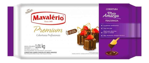 Cobertura Fracionada Chocolate Meio Amargo 1,01kg Mavalério