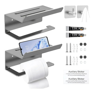 2pz Porta Rollo Acero Inoxidable Soporte De Papel Sanitarios Gris | MercadoLibre