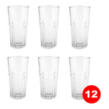 12 Vasos Vidrio Durax Alto Facetado Country 330 Cc Transp. Color Transparente