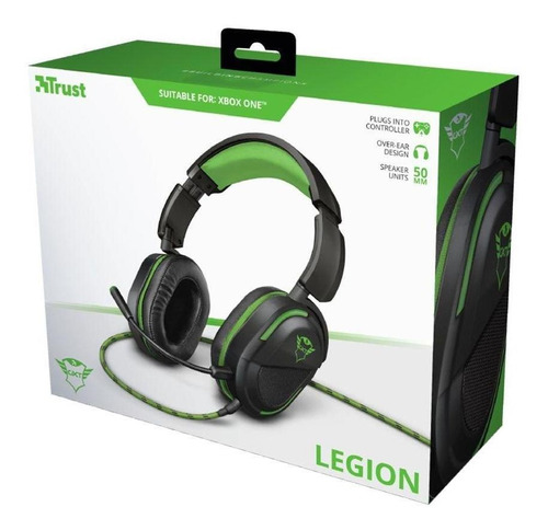 Headset Gamer Trust Gxt Legion Preto Verde Com Fio Xbox One