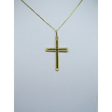 Corrente Piastrine 60cm + Pingente Crucifixo De Ouro 18k 750
