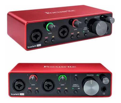 Interfaz De Audio Focusrite Scarlett 2i2 Roja 3ra Generacion