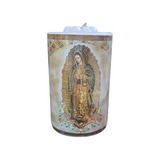 Cirio Chico Imagen Virgen De Guadalupe, Laminado De Oro.