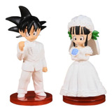 2 Figuras Pastel Boda Goku Y Milk Dragon Ball Recién Casados
