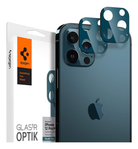 Protector Lente Camara Spigen Para iPhone 12 Pro Max X2 Azul
