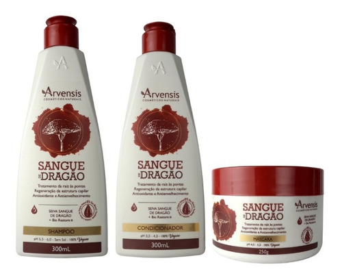 Kit Shampoo + Cond.+mascara Arvensis Sangue De Dragão