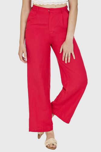 Pantalón Tipo Lino Wide Leg Fucsia Nicopoly