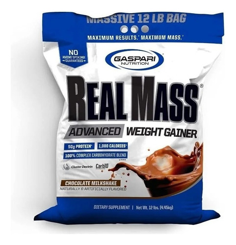 Proteina Gaspari Nutrition Real Mass Advanced 12 Lbs Ganador Sabor Chocolate