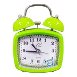 Reloj Despertador Antiguo Metalico De Campana Rectangular