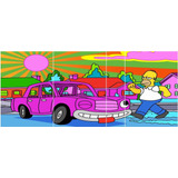 Cuadro Políptico Homero Y Auto Psicodelico N° 3166