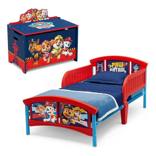 Cama Camita Infantil Con Baul Juguetero Paw Patrol