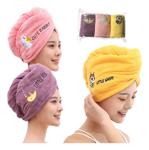 Gorros De Baño Con Bordado De Microfibra Para Cabello Seco