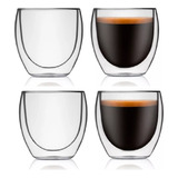 Pack X 4un Vaso Vidrio  Doble Pared  Cafe Taza Pocillo 150ml