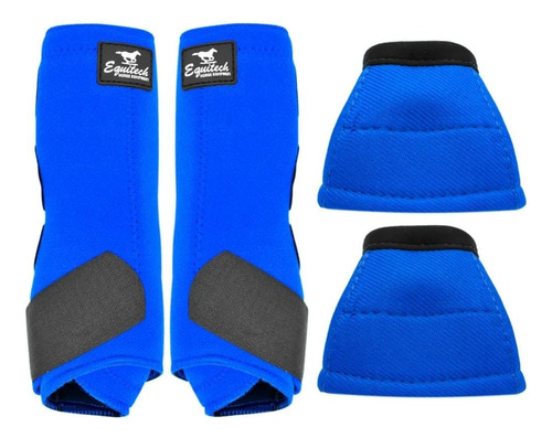 Kit Caneleira Dianteira E Cloche Equitech Em Neoprene Azul