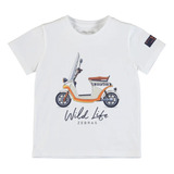 Camiseta Manga Corta Vehiculo Niño 3071 Blanco