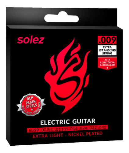 Encordoamento Para Guitarra Solez 09 042 Slg9 Nickel Plated