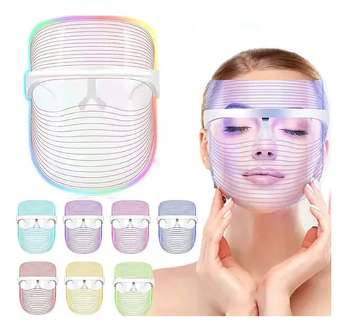 Máscara Facial Led De 7 Colores Para Terapia De Luz Inalámbr