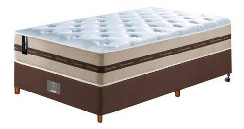 Conjunto Cama Box Solteiro De Molas Ensacadas Cama Inbox Select Basic 88x188x65 Bege