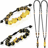 4 Piezas Feng Shui Conjunto De Collar Pulsera Para Homb...