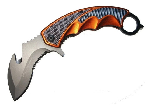 Cuchillo Navaja Kerambit Tactico Kkwolf F91 Naranja