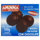 Biscoito Chocolate Sem Glúten Zero Lactose Aminna Caixa 100g