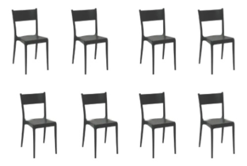 Conjunto 8 Cadeiras  Para Jantar Diana Preta Tramontina