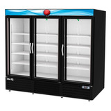 Refrigerador 3 Puertas Cristal Vinil Negro Asber Armd-72 Hc