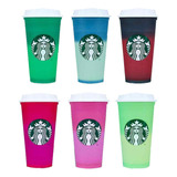Set 6 Vasos Starbucks Reusables Cambia Color Bebida Caliente