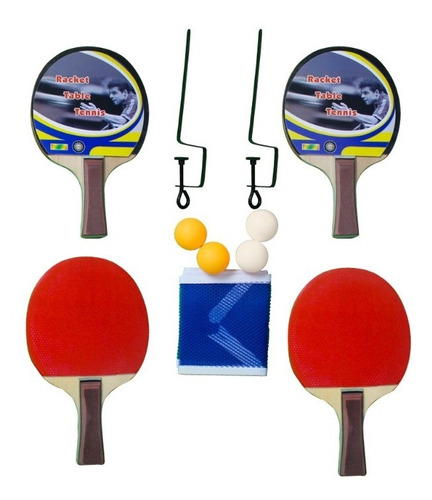 Set De Ping Pong 4 Raquetas 4 Pelotas Postes Y Red