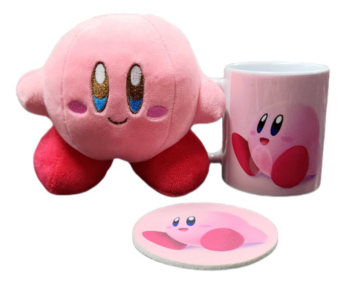 Kit Pelúcia Kirby Star Caneca E Descanso Kirby