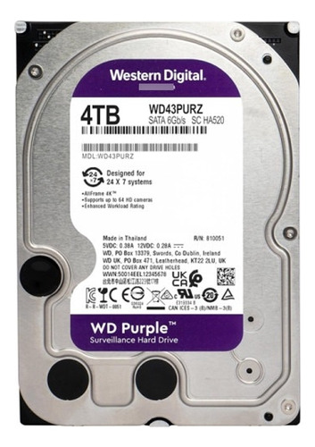 Disco Duro Western Digital Interno De Vigilancia Wd De 4 Tb