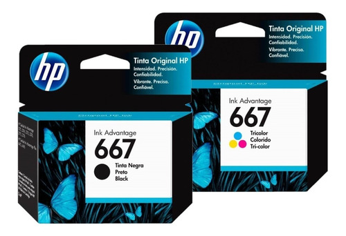 Pack Cartuchos Hp 667 Tri Color + Negro