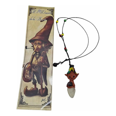 Collar Duende Con Cuarzo Proteccion Personal Suerte Trabajo Marrón