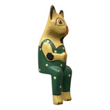 Antigua Figura Decorativade Gato Para Sentarse En El Borde