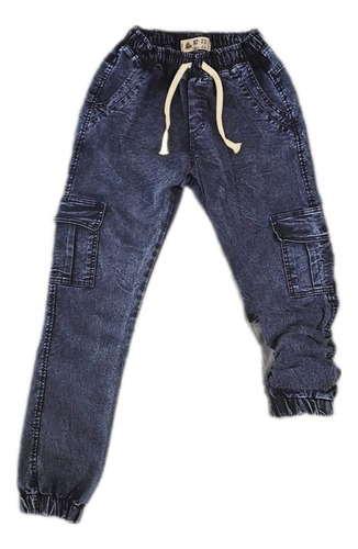 Pantalones De Jeans Jogger Elastizado, Cargo Con Puño 