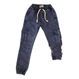 Pantalones De Jeans Jogger Elastizado, Cargo Con Puño 