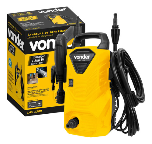 Lavadora De Alta Pressão Vonder Leve Lav 1300 90bar - 127v Cor Amarelo-preto Frequência 60 Hz