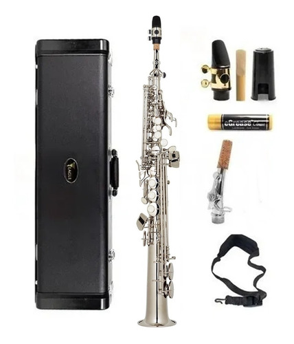 Sax Soprano Eagle Sib Sp502 N Niquelado Novo - Completo + Nf