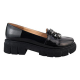 Zapato Elegante Dama Flats Balerina Charol Negro 212-cn